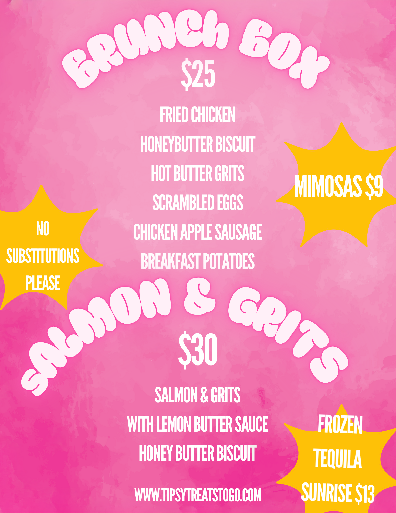 Tipsy Treats Brunch Menu